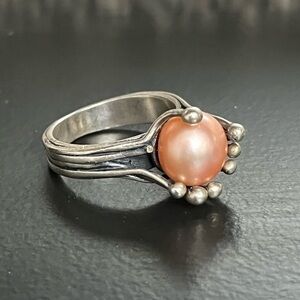 OR PZ STERLING SILVER 925 PINK PEARL RING MADE IN ISRAEL size 8